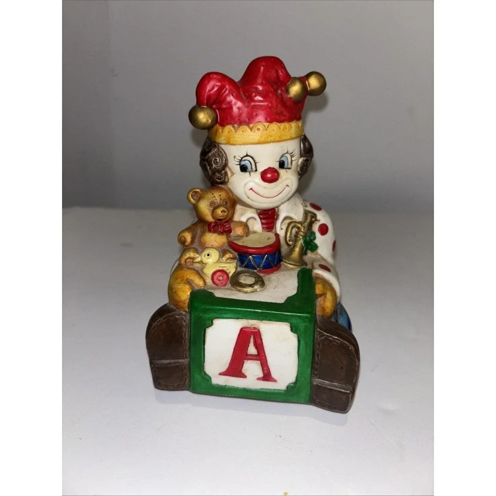 VTG Handpainted Porcelain Wind Up Music Box Clown Send In The Clowns Christmas